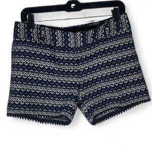 The Limited High Waist Navy and Cream Patterned Shorts